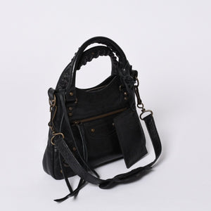 BALENCIAGA Mini The City Handbag 132116.2123 Black Leather Gold Hardware Good Condition Used 4a000044