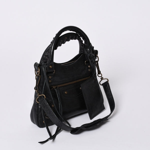 BALENCIAGA Mini The City Handbag 132116.2123 Black Leather Gold Hardware Good Condition Used 4a000044