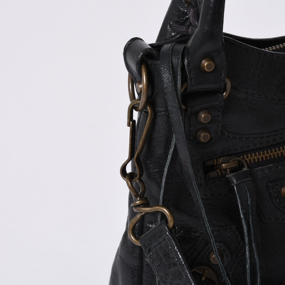 BALENCIAGA バレンシアガ ミニ ザ シティ ハンドバッグ 132116.2123 ブラック レザー ゴールド金具 美品 中古 4a000044