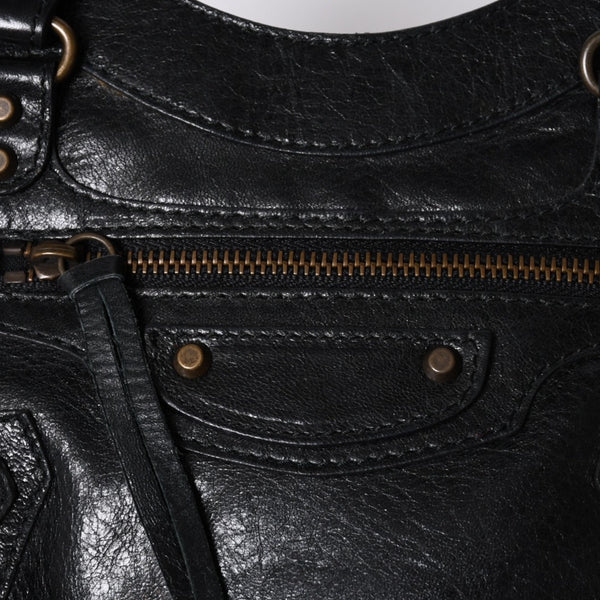 BALENCIAGA Mini The City Handbag 132116.2123 Black Leather Gold Hardware Good Condition Used 4a000044