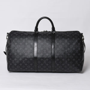 Very good condition LOUIS VUITTON Keepall Bandouliere 55 Boston bag M40605 Monogram Eclipse Used 4a000146