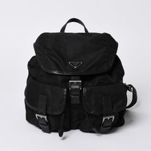 画像をギャラリービューアに読み込む, PRADA プラダ リュックサック Re-Nylon リナイロン バックパック ブラック ナイロン サフィアーノレザー 美品 中古 4b013226