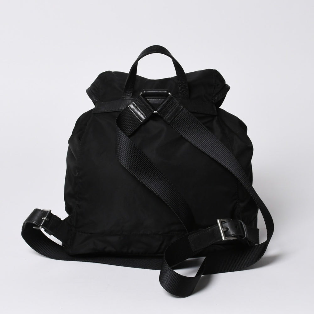 PRADA プラダ リュックサック Re-Nylon リナイロン バックパック ブラック ナイロン サフィアーノレザー 美品 中古 4b013226