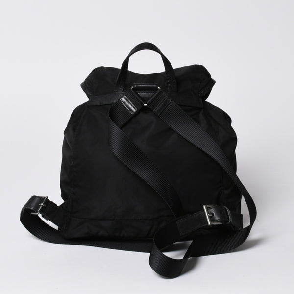 PRADA プラダ リュックサック Re-Nylon リナイロン バックパック ブラック ナイロン サフィアーノレザー 美品 中古 4b013226