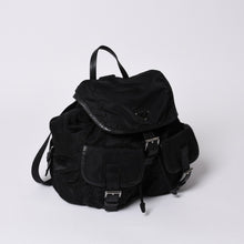 画像をギャラリービューアに読み込む, PRADA プラダ リュックサック Re-Nylon リナイロン バックパック ブラック ナイロン サフィアーノレザー 美品 中古 4b013226