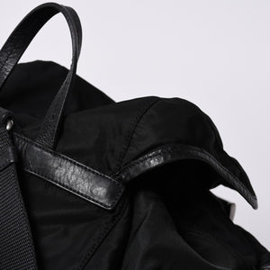 PRADA プラダ リュックサック Re-Nylon リナイロン バックパック ブラック ナイロン サフィアーノレザー 美品 中古 4b013226