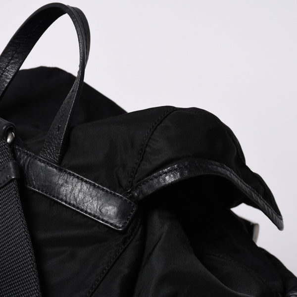 PRADA プラダ リュックサック Re-Nylon リナイロン バックパック ブラック ナイロン サフィアーノレザー 美品 中古 4b013226
