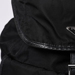 PRADA プラダ リュックサック Re-Nylon リナイロン バックパック ブラック ナイロン サフィアーノレザー 美品 中古 4b013226