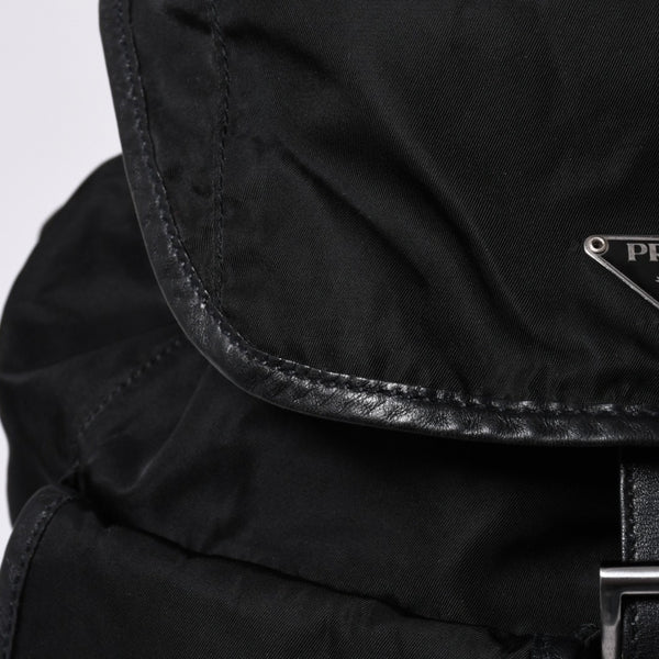 PRADA プラダ リュックサック Re-Nylon リナイロン バックパック ブラック ナイロン サフィアーノレザー 美品 中古 4b013226