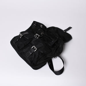PRADA プラダ リュックサック Re-Nylon リナイロン バックパック ブラック ナイロン サフィアーノレザー 美品 中古 4b013226
