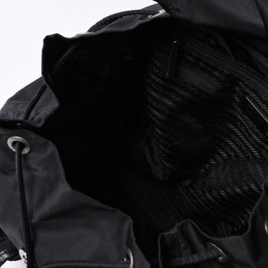 PRADA プラダ リュックサック Re-Nylon リナイロン バックパック ブラック ナイロン サフィアーノレザー 美品 中古 4b013226