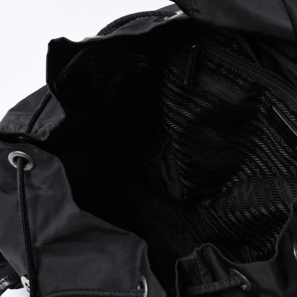 PRADA プラダ リュックサック Re-Nylon リナイロン バックパック ブラック ナイロン サフィアーノレザー 美品 中古 4b013226