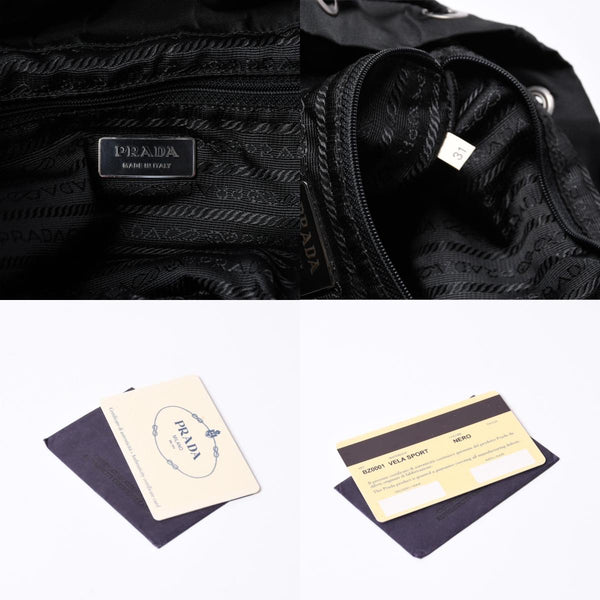 PRADA プラダ リュックサック Re-Nylon リナイロン バックパック ブラック ナイロン サフィアーノレザー 美品 中古 4b013226