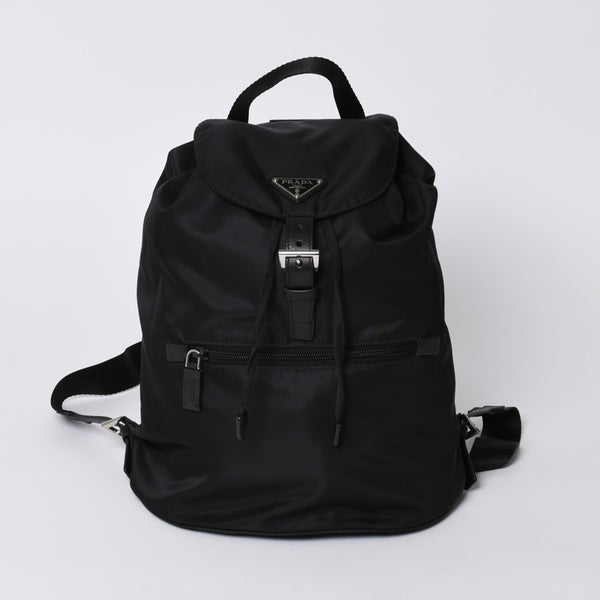 極美品 PRADA プラダ リュックサック バックパック BZ0032 ブラック ナイロン サフィアーノレザー 中古 4a000144