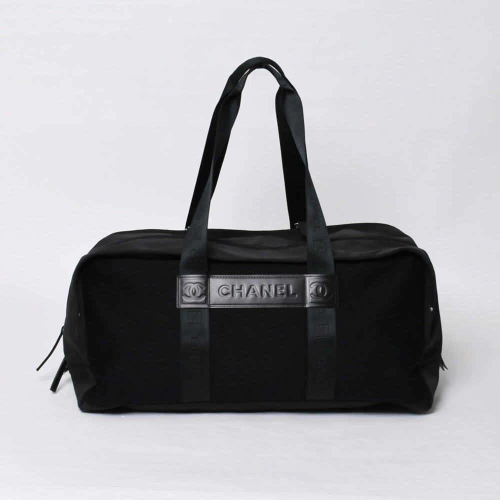 極美品 CHANEL シャネル スポーツライン ボストンバッグ 9番台 ココマーク ナイロンキャンバス フェルト レザー ネイビー ブラック 中古 4a000067