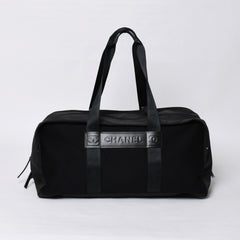 Very Good Condition CHANEL CHANEL Sports Line Boston Bag No. 9 Coco Mark Nylon Canvas Felt Leather Navy Black Used 4a000067