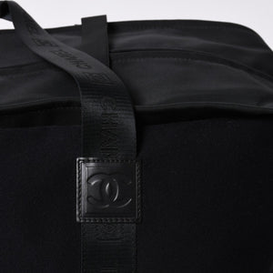 Very Good Condition CHANEL CHANEL Sports Line Boston Bag No. 9 Coco Mark Nylon Canvas Felt Leather Navy Black Used 4a000067