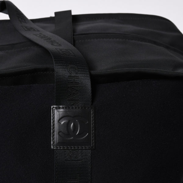 Very Good Condition CHANEL CHANEL Sports Line Boston Bag No. 9 Coco Mark Nylon Canvas Felt Leather Navy Black Used 4a000067