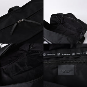 Very Good Condition CHANEL CHANEL Sports Line Boston Bag No. 9 Coco Mark Nylon Canvas Felt Leather Navy Black Used 4a000067