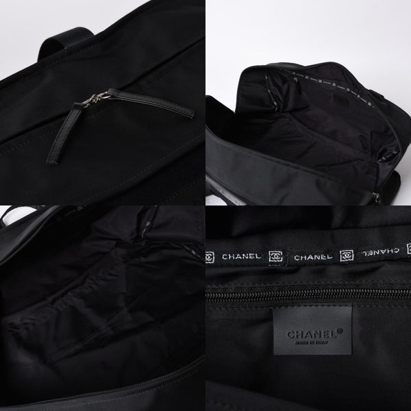 Very Good Condition CHANEL CHANEL Sports Line Boston Bag No. 9 Coco Mark Nylon Canvas Felt Leather Navy Black Used 4a000067