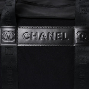 Very Good Condition CHANEL CHANEL Sports Line Boston Bag No. 9 Coco Mark Nylon Canvas Felt Leather Navy Black Used 4a000067