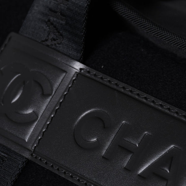 Very Good Condition CHANEL CHANEL Sports Line Boston Bag No. 9 Coco Mark Nylon Canvas Felt Leather Navy Black Used 4a000067