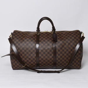 Very good condition LOUISVUITTON Louis Vuitton Boston bag N41414 Keepall Bandouliere 55 Damier Ebene Gold hardware Used 4a000716