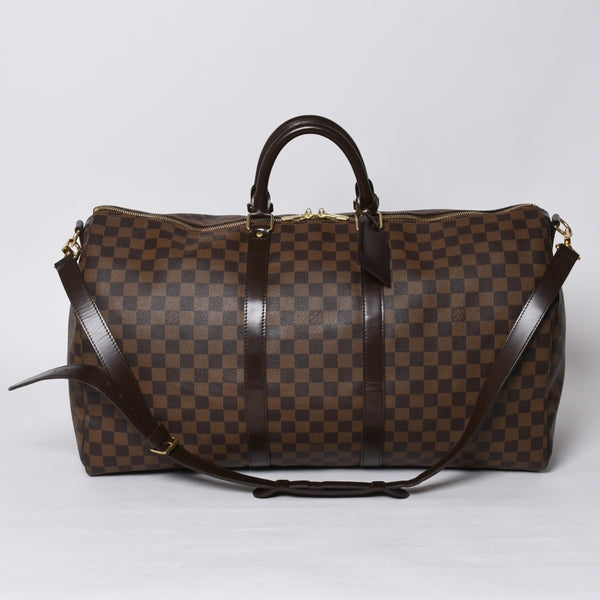 Very good condition LOUISVUITTON Louis Vuitton Boston bag N41414 Keepall Bandouliere 55 Damier Ebene Gold hardware Used 4a000716