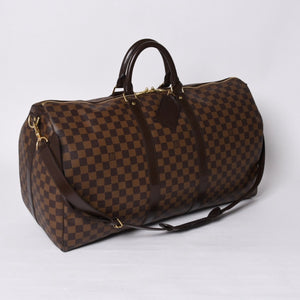 Very good condition LOUISVUITTON Louis Vuitton Boston bag N41414 Keepall Bandouliere 55 Damier Ebene Gold hardware Used 4a000716