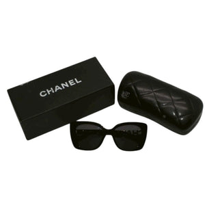CHANEL Sunglasses Eyewear 5422-B-A c.501/T8 Size 53□17 140 Coco Mark Rhinestone Black Good Condition Used 4a000075