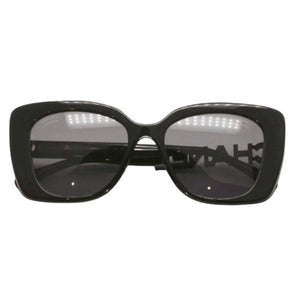 CHANEL Sunglasses Eyewear 5422-B-A c.501/T8 Size 53□17 140 Coco Mark Rhinestone Black Good Condition Used 4a000075