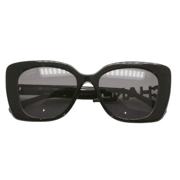 CHANEL Sunglasses Eyewear 5422-B-A c.501/T8 Size 53□17 140 Coco Mark Rhinestone Black Good Condition Used 4a000075