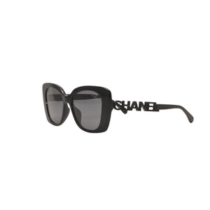 CHANEL Sunglasses Eyewear 5422-B-A c.501/T8 Size 53□17 140 Coco Mark Rhinestone Black Good Condition Used 4a000075