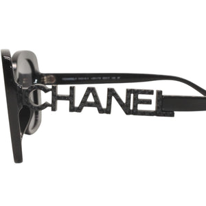 CHANEL Sunglasses Eyewear 5422-B-A c.501/T8 Size 53□17 140 Coco Mark Rhinestone Black Good Condition Used 4a000075