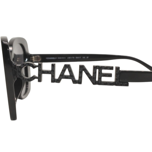 CHANEL Sunglasses Eyewear 5422-B-A c.501/T8 Size 53□17 140 Coco Mark Rhinestone Black Good Condition Used 4a000075