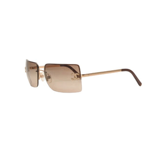 CHANEL Half Rim Sunglasses Eyewear 4092-B c.125/13 Size 62□15 120 Coco Mark Rhinestone Good Condition Used 4a000128