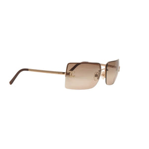 CHANEL Half Rim Sunglasses Eyewear 4092-B c.125/13 Size 62□15 120 Coco Mark Rhinestone Good Condition Used 4a000128