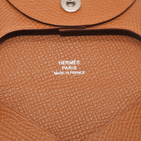 新品未使用品 HERMES エルメス バスティア GM ヴォ―エプソン ゴールドブラウン W刻印 コインケース 小銭入れ 財布 レザー シルバー金具 中古 4b014170