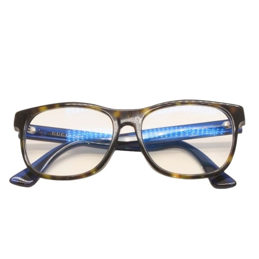 GUCCI グッチ 度入りメガネ アイウェア GG0004OA 003 サイズ55□17-150 べっ甲カラー ブルー レッド 美品 中古 4a000072