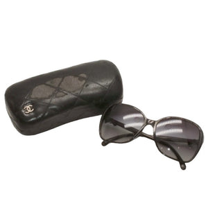 CHANEL Sunglasses Eyewear 5205-A c1263/3C Size 58□16 135 Coco Mark Ribbon Black Lame Good Condition Used 4a000033