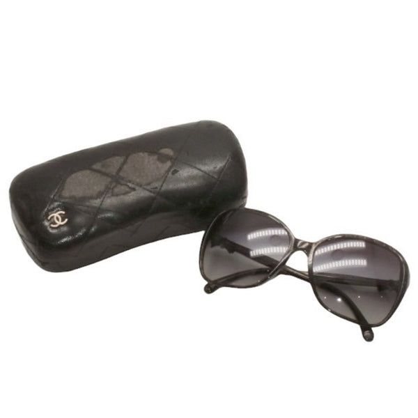 CHANEL Sunglasses Eyewear 5205-A c1263/3C Size 58□16 135 Coco Mark Ribbon Black Lame Good Condition Used 4a000033