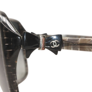 CHANEL Sunglasses Eyewear 5205-A c1263/3C Size 58□16 135 Coco Mark Ribbon Black Lame Good Condition Used 4a000033