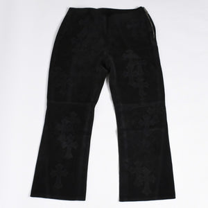 Like new CHROME HEARTS Cemetery Cross Patch Suede Pants Size 26 40 Patch Calf Leather Dagger Used 4a000120