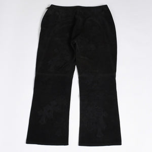 Like new CHROME HEARTS Cemetery Cross Patch Suede Pants Size 26 40 Patch Calf Leather Dagger Used 4a000120