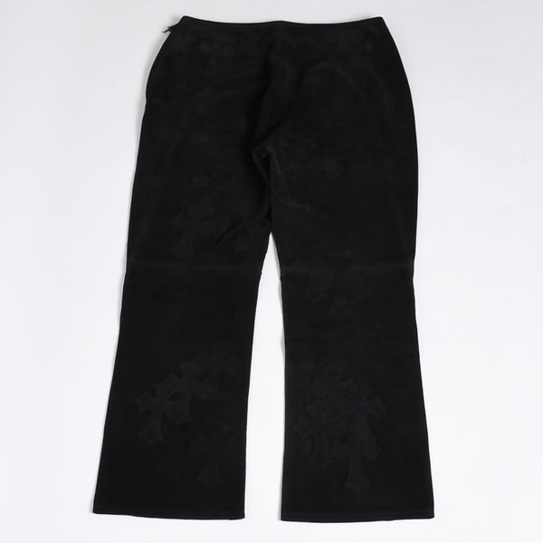 Like new CHROME HEARTS Cemetery Cross Patch Suede Pants Size 26 40 Patch Calf Leather Dagger Used 4a000120