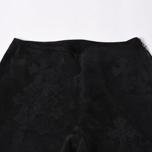 Like new CHROME HEARTS Cemetery Cross Patch Suede Pants Size 26 40 Patch Calf Leather Dagger Used 4a000120