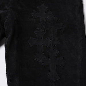 Like new CHROME HEARTS Cemetery Cross Patch Suede Pants Size 26 40 Patch Calf Leather Dagger Used 4a000120