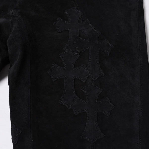 Like new CHROME HEARTS Cemetery Cross Patch Suede Pants Size 26 40 Patch Calf Leather Dagger Used 4a000120