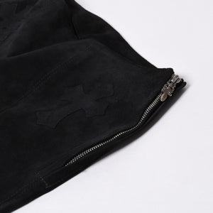 Like new CHROME HEARTS Cemetery Cross Patch Suede Pants Size 26 40 Patch Calf Leather Dagger Used 4a000120