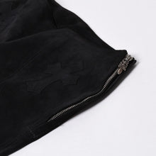 画像をギャラリービューアに読み込む, 新品同様 CHROME HEARTS クロムハーツ セメタリークロスパッチ スウェードパンツ サイズ26 40パッチ カーフレザー ダガー 中古 4a000120